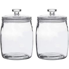 two clear glass jars with lids