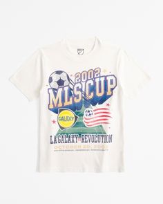 Comfortable short-sleeve tee in a soft cotton-blend fabric, with MLS Cup graphic detail at chest and crew neckline. Abercrombie Kids, Boys Top, New York Yankees, Kids Boys, Mls, Boy's Clothing, Short Sleeve Tee, Cotton Blend, Graphic Tees