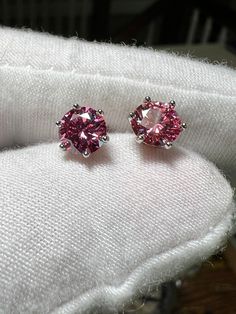 Certified Pink Moissanite Studs / Test Positive 📣1CT or 2CT available 🪛925 sterling silver/ white rhodium/14K white gold plated ✈️ships 1-2 business days 🎁gift box Luxury Silver Jewelry Gia Certified, Luxury Gia Certified Silver Jewelry, Gia Certified Moissanite Jewelry As A Gift, Gia Certified Heart Cut Sterling Silver Jewelry, Gia Certified Diamond White Sterling Silver Jewelry, Dazzling Gia Certified Sterling Silver Jewelry, Pink Moissanite Jewelry With Prong Setting, Gia Certified Moissanite Fine Jewelry, Gia Certified Sterling Silver Fine Jewelry