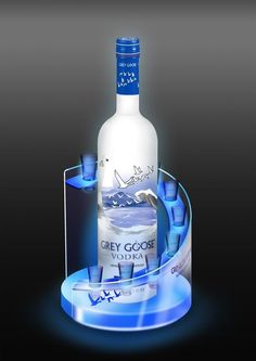 a bottle of grey goose vodka on display