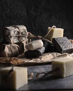 some soaps and other items on a table