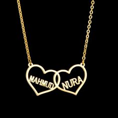 Custom Letter Necklaces Steel Gifts, Hollow Heart, Heart Pendant Gold, Link Chain Necklace, Gold Necklace Women, Custom Name Necklace, Custom Letters, Letter Necklace, Color Dorado