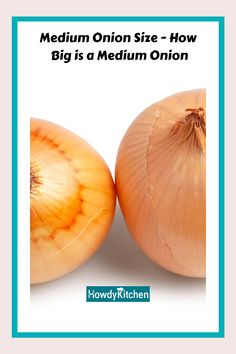 two onions sitting next to each other with the words medium onion size - how big is a medium onion?