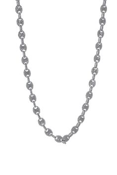 LOREE RODKIN-Double Sided Diamond Link Necklace-WHITE GOLD Silver Link Necklace With Solid Construction, White Gold Cuban Link Necklace With Lobster Clasp, Silver Necklace With Solid Link Construction, Silver Diamond-cut Chain Link Jewelry, Diamond Link Necklace With Silver Chain, Silver Diamond Cut Chain Link Jewelry, Oval Link Diamond Cut Necklace, White Gold Link Necklace With Solid Construction, White Gold Diamond-cut Chain Link Necklace