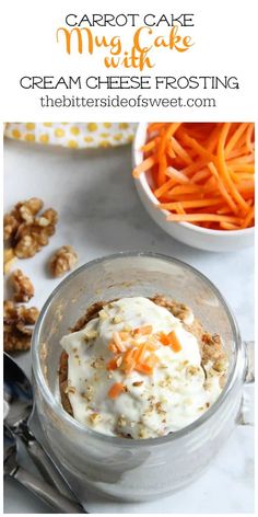 carrot cake with cream cheese frosting in a jar