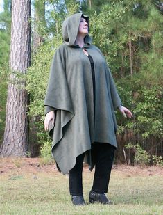 Olivene  Hooded AntiPill Fleece Poncho or Cape by DonnasDesignsSC Green Cape Outerwear For Fall, Green Cape For Fall, Green Lagenlook Outerwear For Fall, Fall Lagenlook Green Outerwear, Green Fall Cape Outerwear, Hooded Green Cape For Fall, Green Hooded Cape For Fall, Green Winter Cape Outerwear, Green Long Sleeve Winter Cape