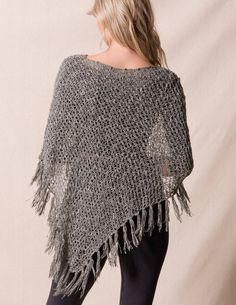 Handwoven Riva Knit Fringe Poncho — Sivana Casual One-size Poncho For Layering, One Size Knit Poncho With Fringe, Casual Shawl Poncho For Fall, One Size Soft Knit Poncho For Fall, Casual Fall Shawl Poncho, One Size Fringe Sweater For Fall, Bohemian Knitted Poncho For Fall, Cozy Chunky Knit Shawl For Fall, Knit Shawl For Fall