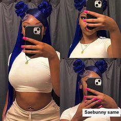 PRODUCT FEATURES Hair Material: 100% Virgin Human Hair, 10A Grade, No Really Shedding, No Tangle, No Bad Smell.Hair Color: Blue (Different light, may have a little chromatic aberration)Wig Density:150%/180%/200% DensityHair Length: 10-30inch are available Cap Size: Average Size (Head circumference: 54cm-58cm)Lace Net: 13*4 Inch lace, Pre-plucked with Baby Hair, Natural Hairline SHIPPING & RETURNS& SERVICES Shipping: Your wig will be shipped with in 24-48 hours, we know you are eager to get it, w Blue Natural Hair, Blue Lace Front Wig, Frontal Wig Hairstyles, Quick Weave Hairstyles, Birthday Hair, Frontal Hairstyles