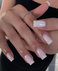 Short Acrylic Nails Square Simple Classy, Milky French Pedicure, Business Nails Classy, Classy Acrylic, Kutek Disney, Milky Nails, Polish Ideas, White Acrylic Nails