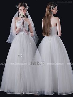 10% off now|Free shipping world-wide. Strapless White Tulle Simple Wedding Dress with Laceup at GemGrace. Click to learn our pro custom-made service for wedding dress, formal dress. View #SimpleWeddingDresses for more ideas. White Tulle Ball Gown For Banquets, White Tulle Ball Gown For Banquet, Tulle Wedding Dress With Fitted Bodice For Banquet, White Strapless Wedding Dress For Bride, White Tulle Wedding Dress With Corset Back, Strapless Wedding Dress With Sweep Train, Tulle Wedding Dress With Corset Back And Sweetheart Neckline, White Wedding Dress With Corset Back For Debutante Ball, White Tulle Wedding Dress For Banquet