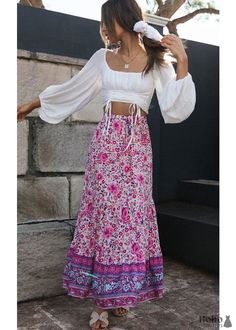 Boho Skirts in Esme Flower in Yellow Green For Women - Boho – Boho Dress Official Love Is My Religion, Floral Print Maxi Skirt, Bell Sleeve Crop Top, Hippie Skirts, Boho Skirt, Cover Beachwear, Drawstring Top, Clubwear Dresses, Printed Maxi Skirts