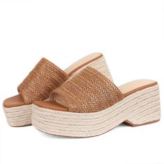 PRICES MAY VARY. {Measurements of platform wedge sandals} Heel Measures approximately 5.08cm/2 inch,platform height 9.39 cm/3.7 inch. {Platform slides slip on jute sandals} EQAUDES platform sandals jute material. The features of Casual Jute Comfortable Beach Sandals are chunky heel,open toe ,slip on, platform heel and easy to wear. {Comfortable and Lightweight Platforms} All day comfort: jute material gives away moisture, offers a comfortable next to skin, feel and provide cushioning to feet com Comfortable Wedge Heel Sandals For Vacation, Brown Wedge Sandals With Round Toe For Summer, Brown Round Toe Wedge Sandals For Summer, Brown Woven Sole Sandals For Summer, Brown Closed Toe Wedge Sandals For Summer, Trendy Braided Sandals For The Beach, Summer Brown Closed Toe Wedge Sandals, Open Toe Platform Slippers For Summer, Casual Espadrille High Heel Wedge Sandals