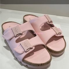 New Kate Spade Becca Rubber Leather Mix Sandals Size 8.5 Kate Spade Sandals, Kate Spade Shoes, Women's Shoes Sandals, Shoes Sandals, Kate Spade, Sandals, Leather, Pink, Women Shopping