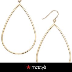 in stock Macy's Gold Drop Earrings, Classic Teardrop Pendant Earrings, Pear-shaped Hoop Earrings For Gifts, Macy's Drop Earrings For Pierced Ears, Classic Teardrop Linear Earrings With Ear Wire, Drop Earrings With Ear Wire, Gold Teardrop Linear Earrings, Everyday Teardrop Linear Earrings, Macy's Teardrop Jewelry With Matching Earrings