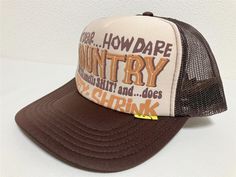 kapital kountry Dirty Shrink truck cap hat trucker ecru brown   kapital kountry Dirty Shrink truck cap hat trucker ecru brown   Very rare!Very hard to get! Item code KR2304XH30   [Size] Free(head circumference 57-62cm) [Condition] Brand new,Guaranteed 100% real authentic. [Shipping] USA,Canada,Australia:$20 Europe,UK:$22 Asia:$16 By DHL or fedex (With tracking no.) Shipped in 2 days and you usually receive it in a week after payment.(except for some countries)   Payment must be made within 72 ho Trucker Hat Kapital, Graphic Trucker Hat, Kapital Kountry, Truck Caps, Vintage Hats, Hard To Get, 72 Hours, Head Circumference, Hats Vintage