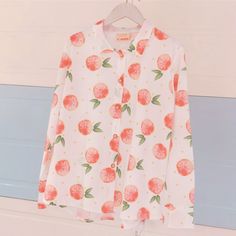 Free Shipping-Sweet Fruit Chiffon Long Sleeve Blouse