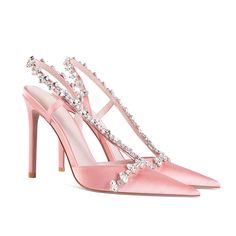 Shop Pink Satin Crystal Cross Strap Heeled Sandals Closed Toe Bridal Slingback Shoes color Pink for Going out, Party, Wedding, Work with worldwide Free shipping & Free return. Glamorous Summer Ankle Strap Slingback Pumps, Glamorous Summer Slingback Pumps With Ankle Strap, Glamorous Summer Slingback Pumps, Glamorous Spring Closed Toe Slingback Pumps, Glamorous Spring Slingback Pumps With Closed Toe, Glamorous Slingback Pumps For Summer, Summer Prom Slingback Pumps With Pointed Toe, Pink Pointed Toe Prom Sandals, Pink Pointed Toe Sandals For Prom