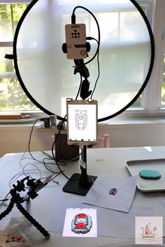 a camera is sitting on top of a table