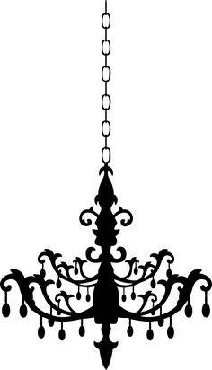 a black and white silhouette of a chandelier