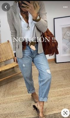 White Jacket With Jeans, Blazer With Boyfriend Jeans, Tan Blazer And Jeans Outfit, White Linen Jacket Outfit Women, Jeans And Boots Outfit Winter, White And Khaki Outfit, Indigenous Fashion, Casual Trendy Outfits, Pajamas Winter