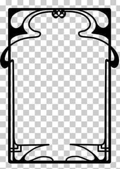 a black and white drawing of an ornate frame on a transparent background png clipart