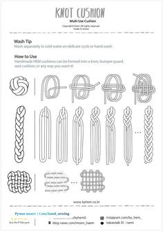 the instructions for how to tie a knot in different styles and colors, with text below