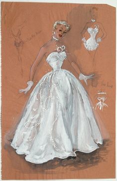 a drawing of a woman in a white dress