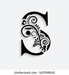 the letter s is decorated with swirls and leaves