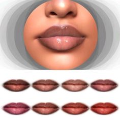 the lips are all different colors and shapes, but there is no image to describe