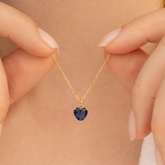 Sterling Silver Natural Certified 4Ct Blue Sapphire Heart Shape Chain Pendant Sapphire Necklace Simple, Sapphire Heart Necklace, Simple Heart Necklace, Blue Sapphire Necklace, Heart Pendant Diamond, Necklace Simple, Sapphire Necklace, Chain Pendant, Fashion Jewelry Necklaces