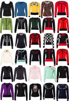 VOODOO VIXEN - Oh my gosh! I want them all!! ♥♥♥... Moda Pin Up, Red Cardigan Sweater, Circle Skirts, The Cardigans