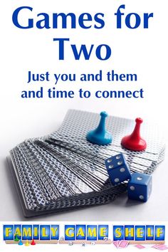 an advertisement for games for two, with dices and pins on the front cover