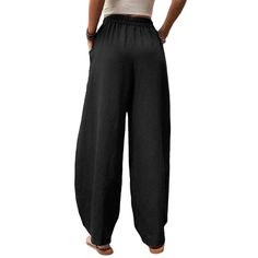 Black Solid Elastic Waist Pocket Casual Pants Black Solid, Bottoms Pants, Casual Pants, Elastic Waist, Elastic, Pants, Black, Trousers