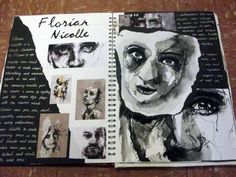 an open book with pictures and writing on it's pages, including the words florisn nicole