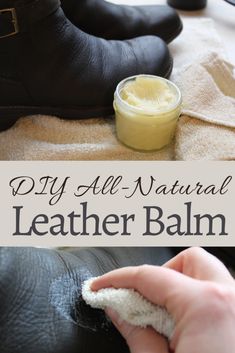 someone is using leather balm to clean their shoes and make them look like they're