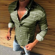 Mens Tops Fashion, Printed Hoodies Sweatshirts, Spring Hoodie, Mens Fashion Jeans, Shirt Striped, Japanese Streetwear, Men's Korean Style, Striped Long Sleeve Shirt, Men Shirt Style