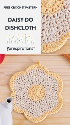 two crochet doily patterns with the words daisy do dishcloth