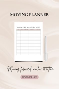 moving planner with the text moving forward on it