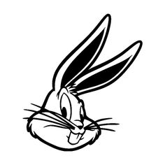 the rabbit head is drawn in black and white