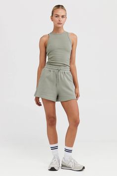 Made for when you need to go from couch to coffee, our Lounge Shorts Dusty Olive are comfortable, versatile and stylish. Made from a soft 100% cotton mid-weight French Terry that has been garment washed for a soft, worn in feeling, you'll never take them off. Style them with our range of Crews and Quarter Zips for a put together, off-duty look. 100% Cotton mid-eight french terry Black garment wash Elastic waistband with drawstring Hip pockets Designed in Australia. Made in China Chic Athleisure, Lounge Shorts, Off Duty, Print Logo, French Terry, Athleisure, Quarter Zip, Womens Bottoms, Lounge Wear