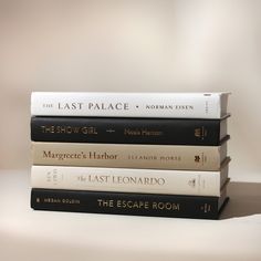 four books stacked on top of each other in front of a white background with the words the last palace