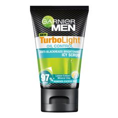 GARNIER MEN TURBOLIGHT OIL CONTROL ANTI-BLACKHEADS BRIGHTENING ICY SCRUB 150 mlGarnier Men creates Turbo Light Oil Control Scrub, the first blackheads reduction brightening scrub for men. Enriched with brightening lemon extract, it helps remove dead cells. Its powerful formula containing mineral clay and pore-unclogging micro-beads removes excessive oil and visibly reduces blackheads for a perfectly cleansed and cool brightening result.Why you'll love it:Garnier Men Philosophy. Fuel your skin with natural energy.1) Nature based ingredients2) Fresh adapted formulae3) Fast results & proven efficacy4) Tested & approved by Asian men Skin Care Cleanser, Cleanser And Toner, Oil Control, Mens Skin Care, Men Care, Beauty Box, Oil Control Products, Blackheads, Oil Free