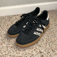 Sambas Spezial, Worn Once. No Box Or Tags. Fully Authentic. Size 5 1/2 Women’s, Uk 4 1/2 Eu 36 1/2 Cheetah Print Sambas, Cheetah Sambas, Birthday List, Swag Shoes, Dream Shoes, Adidas Black, Adidas Samba, Black Adidas, Cheetah Print