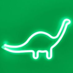 a green neon sign with a dinosaur on it