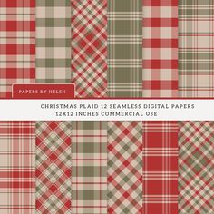 christmas plaid 12 seamless digital papers