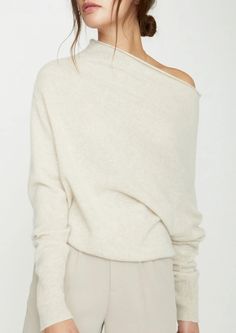 Lori Off Shoulder - Bisque Melange | house of lolo Cropped Knit Sweater Office, Classy Winter Sweater, Cashmere Sweater Casual, Fall Wedding Sweaters, Best Cashmere Sweater, Chic Cashmere Top With Ribbed Neckline, Elegant Knit Top With Ribbed Cuffs For Fall, Elegant Long Sleeve Knit Top With Ribbed Cuffs, Chic Ribbed Collar Sweater For Loungewear