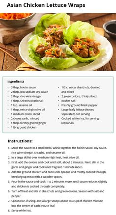 Lettuce Wraps Recipe, Asian Chicken Lettuce Wraps, Chicken Lettuce Wraps Recipe, Lean Protein Meals, Lettuce Wrap Recipes, Lean And Green Meals, Recipes For Two, Chicken Lettuce Wraps, Asian Chicken