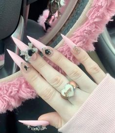 𝓂𝒾𝓃𝑒 ♡ Alt Nails, Lilac Nails, Goth Nails, Cute Acrylic Nail Designs, Nail Care Routine, Y2k Nails, Bling Acrylic Nails