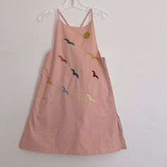 Nwt Tuchinda Embroidered Dress Pink Cotton Embroidered Dress For Spring, Pink Sleeveless Embroidered Summer Dress, Pink Sleeveless Embroidered Dress For Summer, Playful Pink Embroidered Dresses, Casual Pink Cotton Embroidered Dress, Embroidered Dress, Orange Pink, Kids' Dresses, Pink Orange