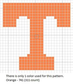 ''T'' Tenneesee Pattern by cadetenglish on DeviantArt Plastic Canvas Football Patterns, Crochet Tennessee Vols Blanket, Alabama Crimson Tide Crochet Patterns, Tennessee Cross Stitch Patterns, College Quilts, Tennessee Crafts, Football Quilt